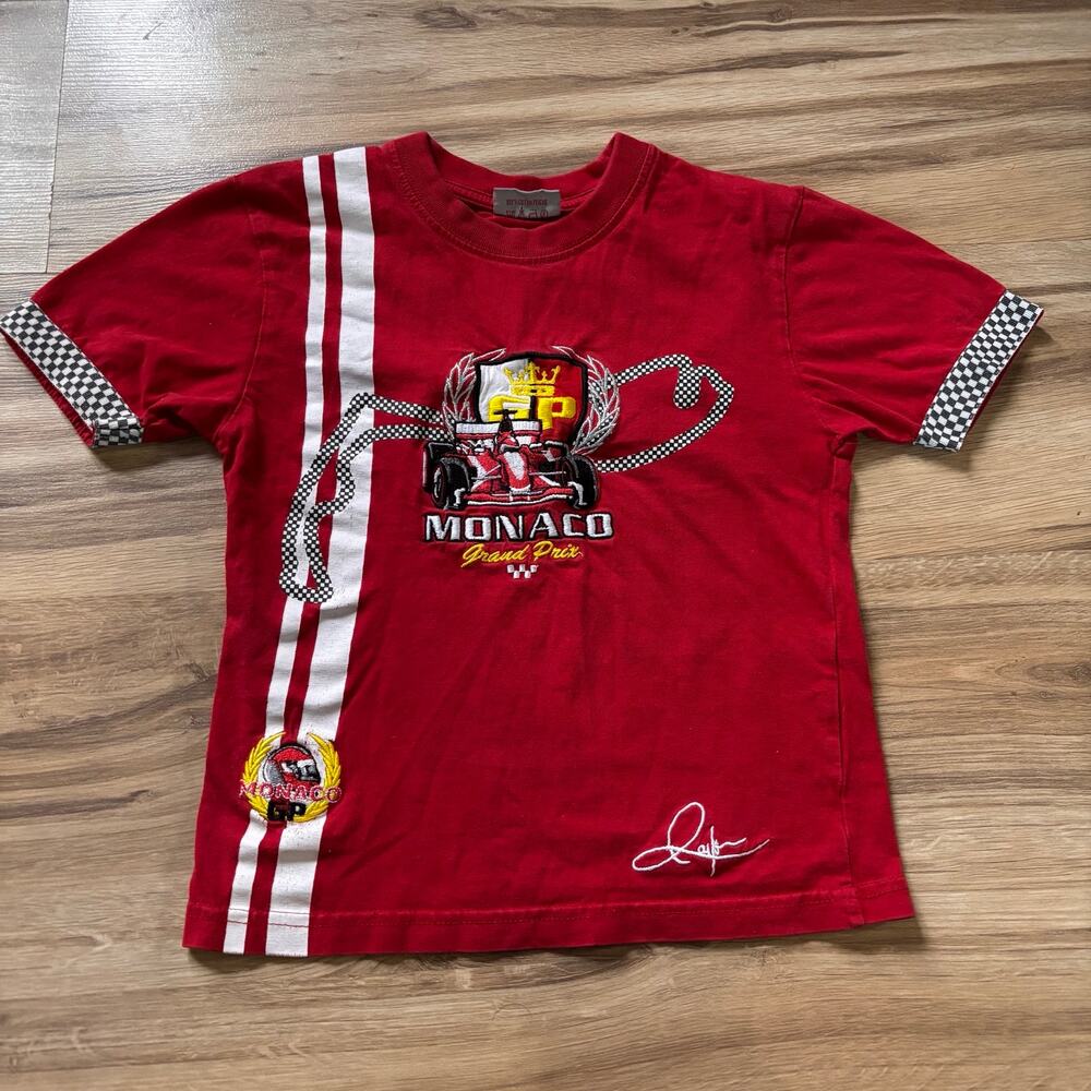 VINTAGE MONACO T SHIRT GRAND PRIX BOYS SIZE 6 COTTON